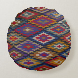 Moroccan Kilim Boho Design Round Cushion