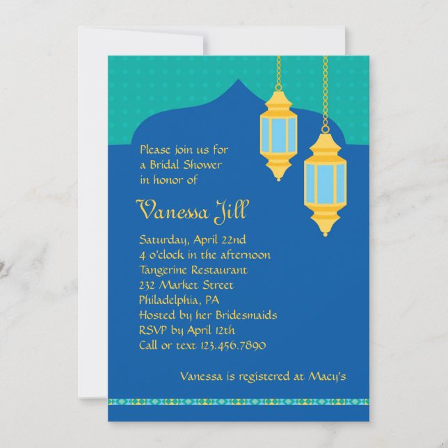 Moroccan Lantern Bridal Shower Invitation (Front)