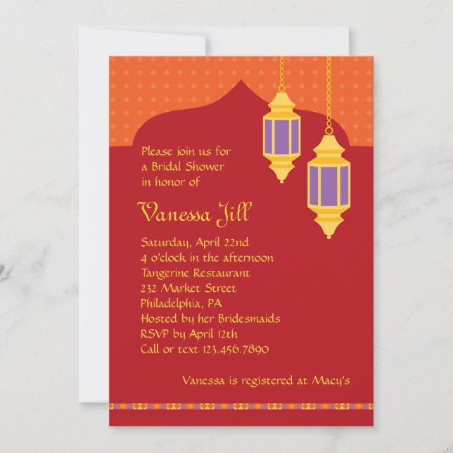 Moroccan Lantern Bridal Shower Invitation (Front)
