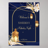 Moroccan lanterns starry night golden arch Mehndi 