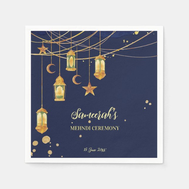 Moroccan lanterns starry night personalised Mehndi Napkin (Front)