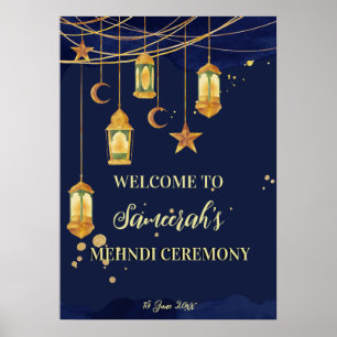 Moroccan lanterns starry night personalised Mehndi Poster