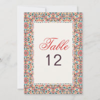 Moroccan Lattice Geo Mandala Wedding Table Number