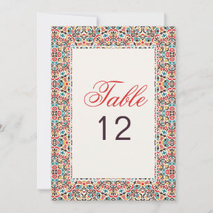 Moroccan Lattice Geo Mandala Wedding Table Number