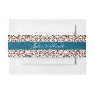 Moroccan Lattice Geometric Mandala Wedding Invitation Belly Band