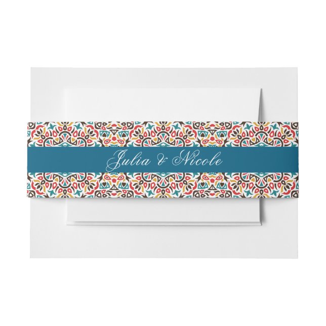 Moroccan Lattice Geometric Mandala Wedding Invitation Belly Band (Front Example)