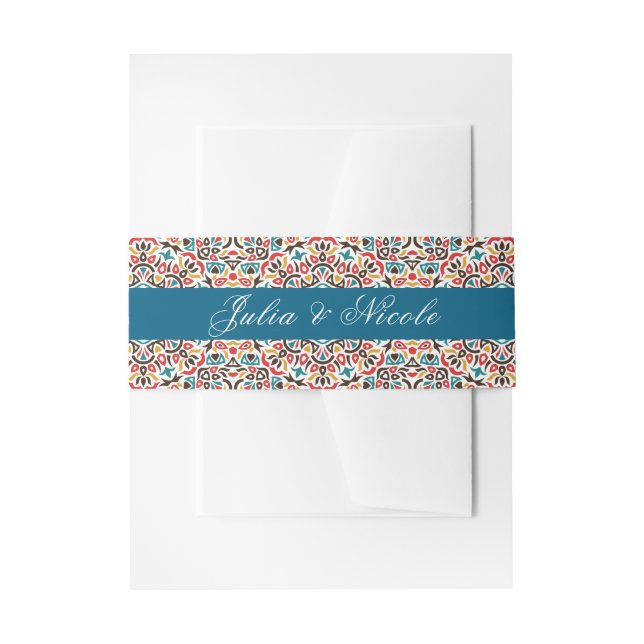 Moroccan Lattice Geometric Mandala Wedding Invitation Belly Band (Front Example)