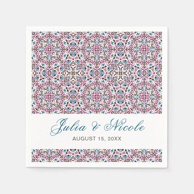  Moroccan Lattice Geometric Mandala Wedding Napkin (Front)