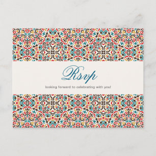 Moroccan Lattice Geometric Mandala Wedding Postcard