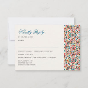 Moroccan Lattice Geometric Mandala Wedding RSVP Card