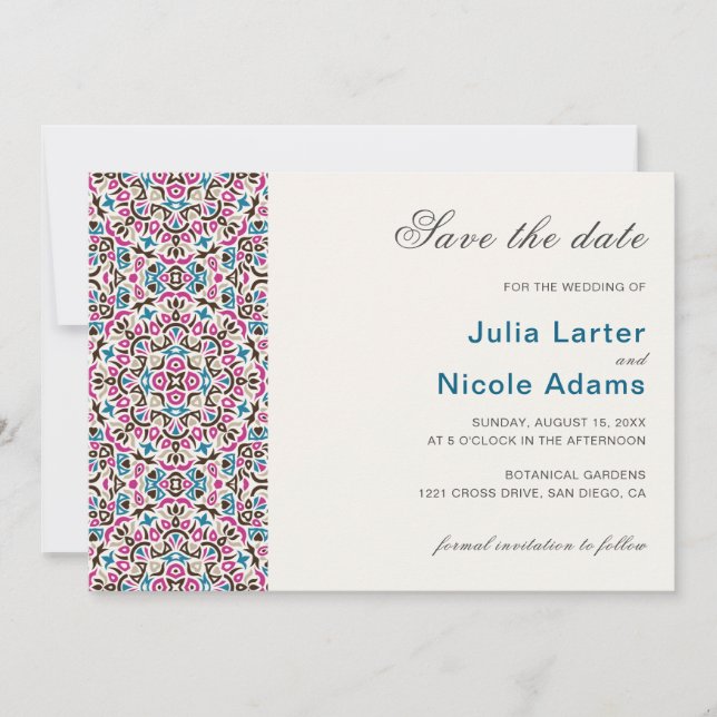 Moroccan Lattice Geometric Mandala Wedding Save The Date (Front)