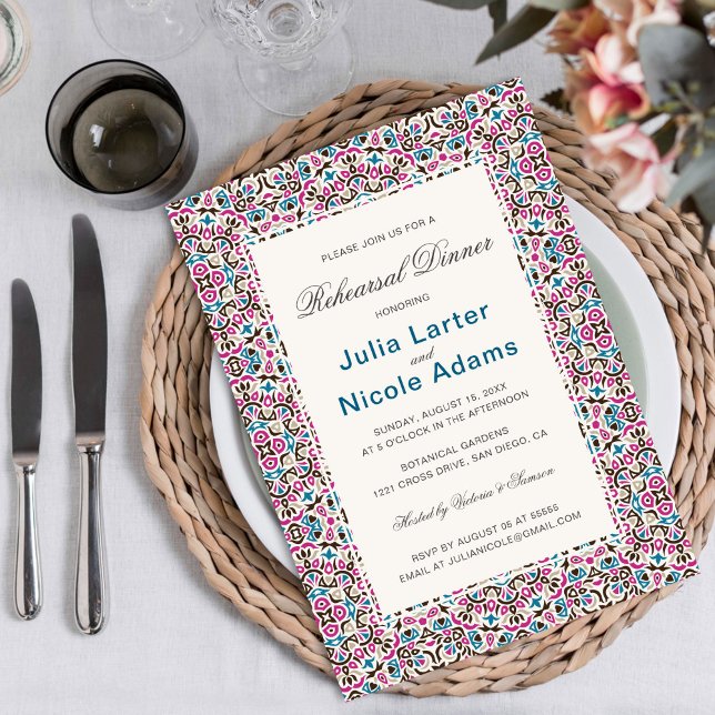 Moroccan Lattice Geometry Mandala Rehearsal Dinner Invitation (Creator Uploaded)