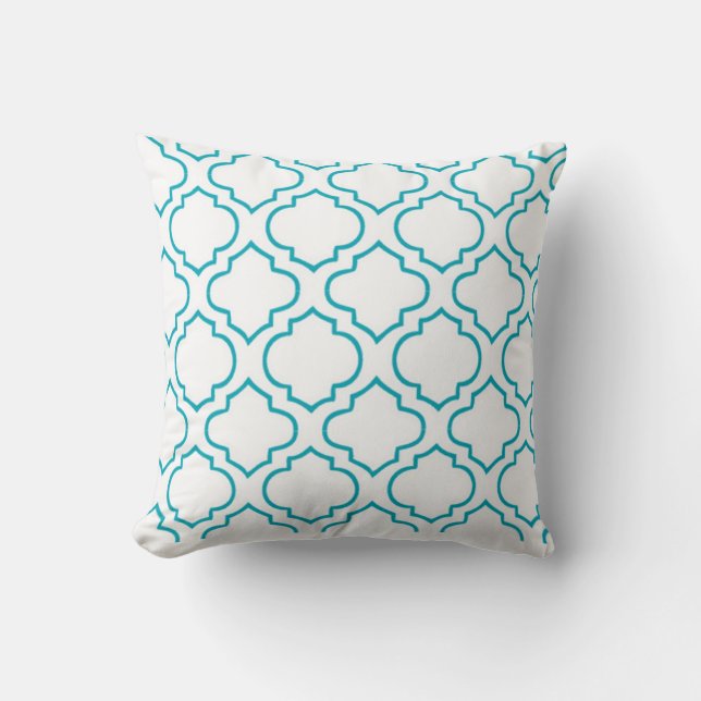 Moroccan Lattice Pillow - Turquoise (Front)