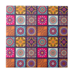 Moroccan mandala colorful ethnic pattern tile