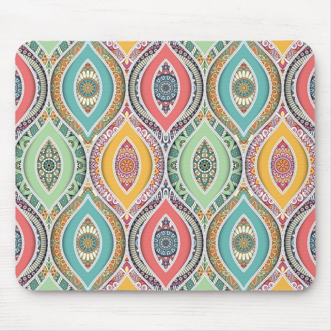 Moroccan mandala colourful ethnic mouse pad (Front)