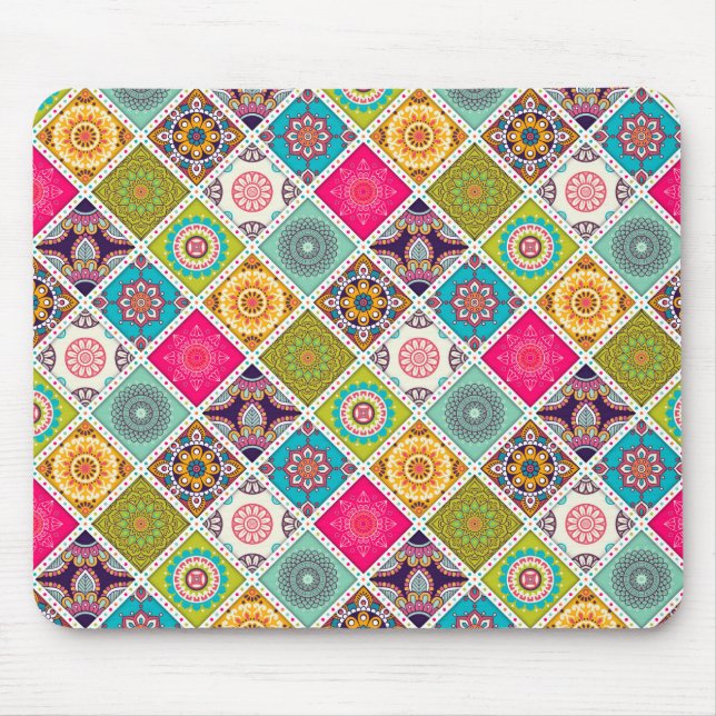 Moroccan mandala colourful ethnic mouse pad (Front)