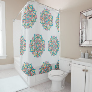 Moroccan mandala colourful ethnic pattern shower curtain