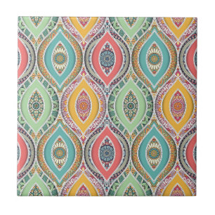 Moroccan mandala colourful ethnic pattern tile