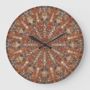 Moroccan mandala pattern in terracotta tones large clock
