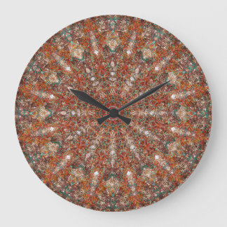 Moroccan mandala pattern in terracotta tones large clock