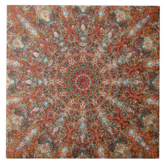 Moroccan mandala pattern in terracotta tones tile