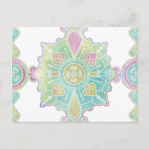 Moroccan Mandala Pattern Rainbow Watercolor Postcard