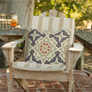 Moroccan Mediterranean Boho Tile Art Pattern Cushion