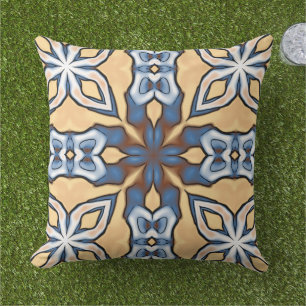 Moroccan Mediterranean Boho Tile Art Pattern Cushion