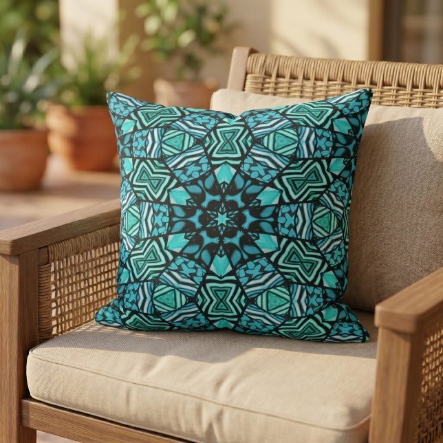 Moroccan Mediterranean Boho Tile Art Pattern Cushion (Creator Uploaded)