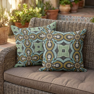 Moroccan Mediterranean Boho Tile Art Pattern Cushion