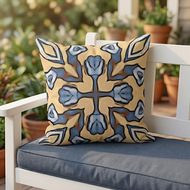 Moroccan Mediterranean Boho Tile Art Pattern Cushion (Creator Uploaded)