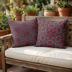 Moroccan Mediterranean Boho Tile Art Pattern Cushion