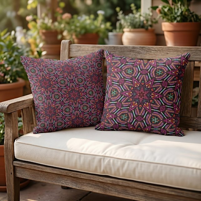 Moroccan Mediterranean Boho Tile Art Pattern Cushion (Creator Uploaded)
