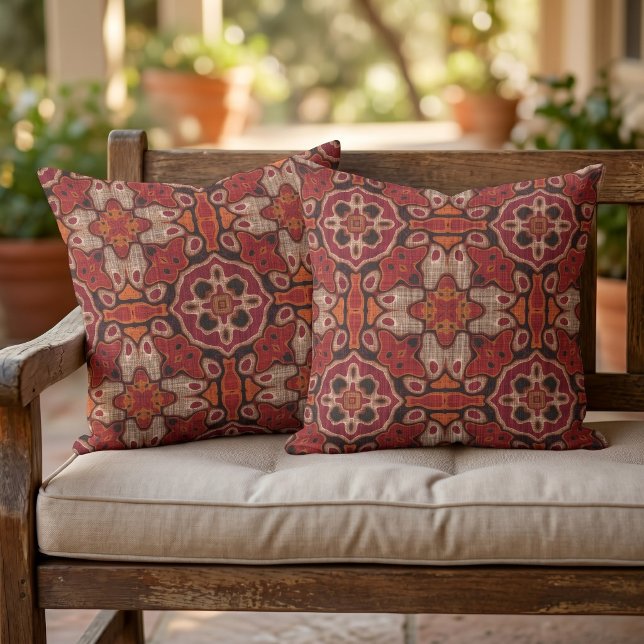 Moroccan Mediterranean Boho Tile Art Pattern Cushion (Creator Uploaded)