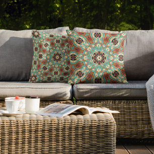 Moroccan Mediterranean Boho Tile Art Pattern Cushion