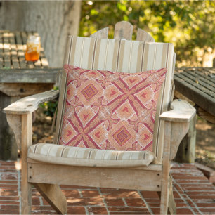 Moroccan Mediterranean Boho Tile Art Pattern Cushion