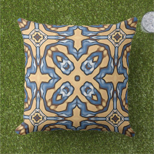 Moroccan Mediterranean Boho Tile Art Pattern Cushion