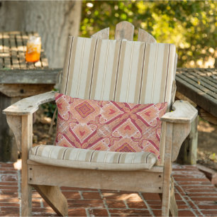 Moroccan Mediterranean Boho Tile Art Pattern Lumbar Cushion