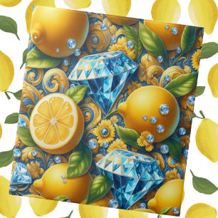 Moroccan Mediterranean Lemons and Diamonds Tile