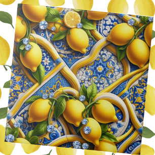 Moroccan Mediterranean Lemons and Diamonds Tile
