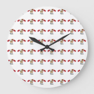 Moroccan Mint Tea, Morocco Flag & Traditional Tea Large Clock