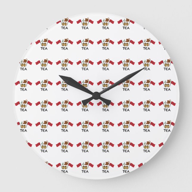 Moroccan Mint Tea, Morocco Flag & Traditional Tea  Large Clock (Front)