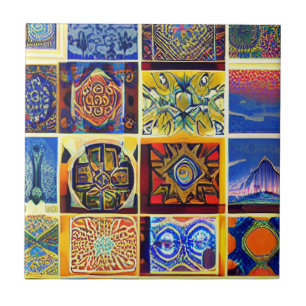 Moroccan mosaic abstract art multicolor tile