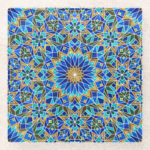 Moroccan Mosaic: Arabic Seamless Design Glass Coaster