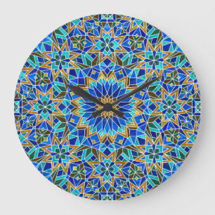 Moroccan Mosaic: Arabic Seamless Design Large Clock