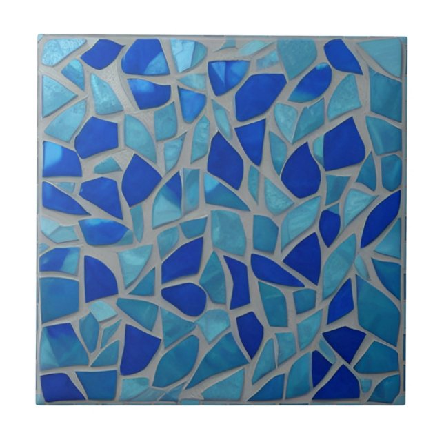 Moroccan mosaic blue navy aquamarine turquoise tile (Front)