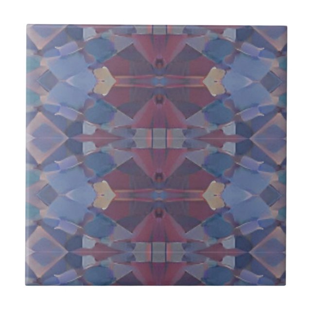 Moroccan mosaic blue red violet geometric design tile (Front)