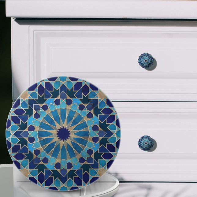 Moroccan Mosaic Blues and gold Ceramic Knob (Creator Uploaded)