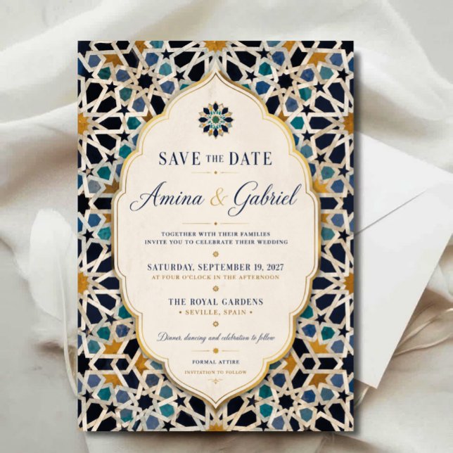  Moroccan Mosaic Elegant Mediterranean  Save The Date (Creator Uploaded)