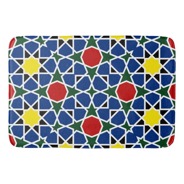  Moroccan Mosaic Geometric Pattern design tile Bath Mat (Front)